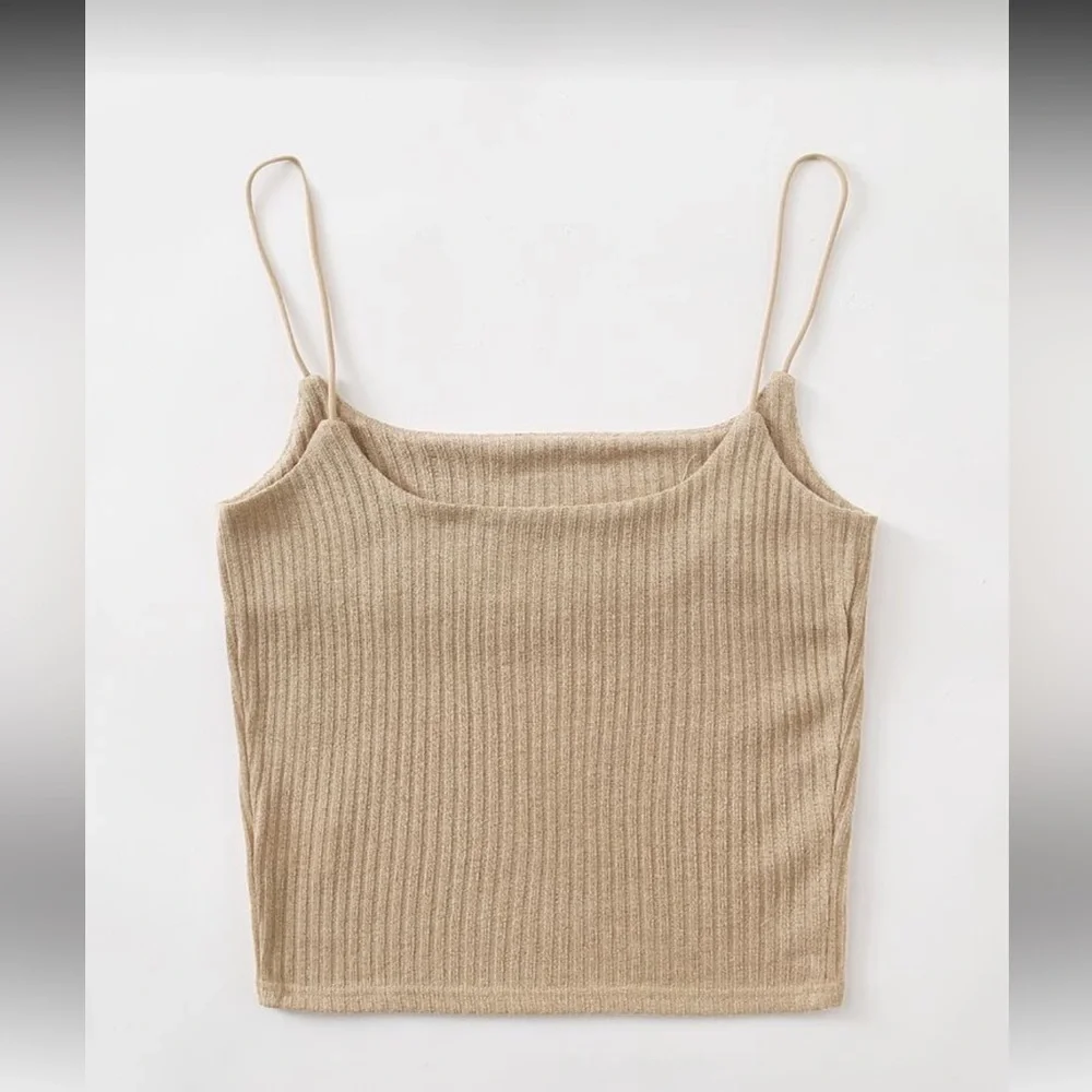 SHEIN Tan Ribbed Tank Top - Picture 2 of 7
